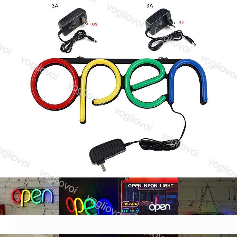 LED Neon Sign OPEN Light Handmade Visual Artwork Bar Club KTV Wall Decoration Commercial Lighting Colorful Neon Tube Bulbs DHL