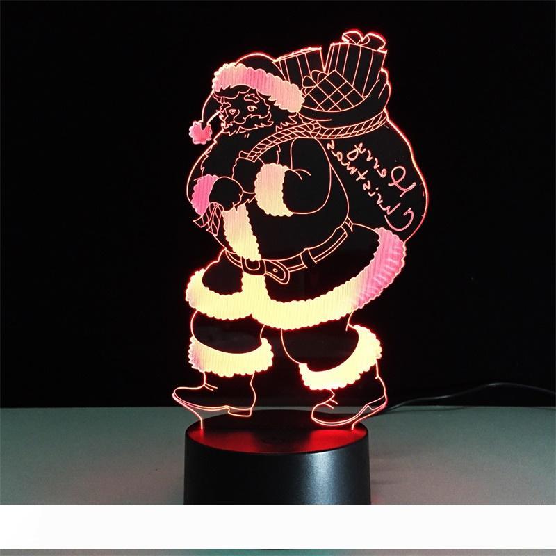 Lights Novelty 7 colors Christmas Father Acrylic 3D Illusion Nightlight USB Touch Creative Bedside Sleeping Desk Lamp LED Night Light