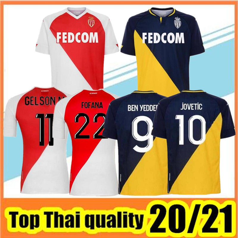 2020 2021 Top Quality AS Monaco BEN YEDDER Soccer Jerseys JOVETIC GOLOVIN 20 21 maillot de foot Flocage JORGE Men Kids Football Shirt