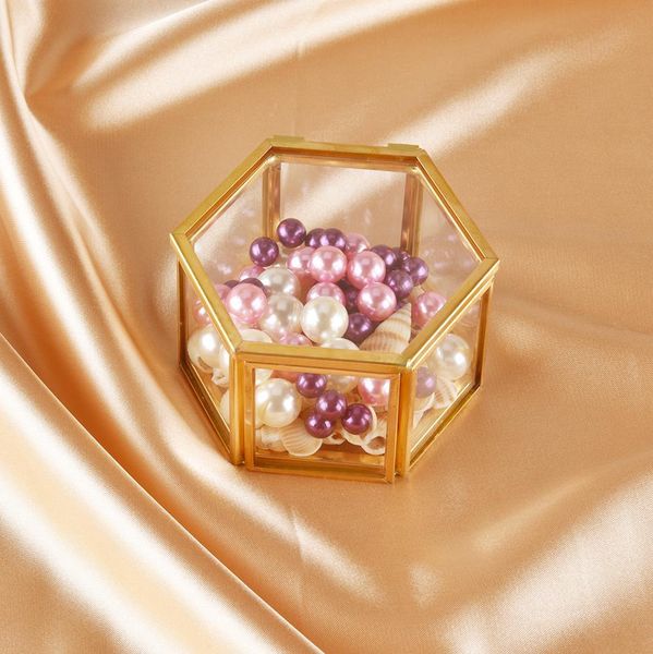 Jewelry Glass Storage Box Ornaments Jewel Casket Wedding Ring Container Desktop Display Tabletop Succulent Plants Decor