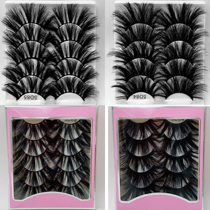 Reusable handmade 5 pairs 25mm fake lashes set thick super long false eyelashes extensions eye makeup with retail packing DHL Free