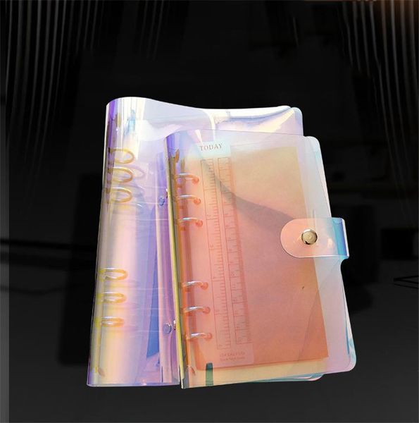 Multi-size Color Laser Binder Notepad Japanese-style Round Hole Simple PVC Folder Travel Office Diary Hand Ledger