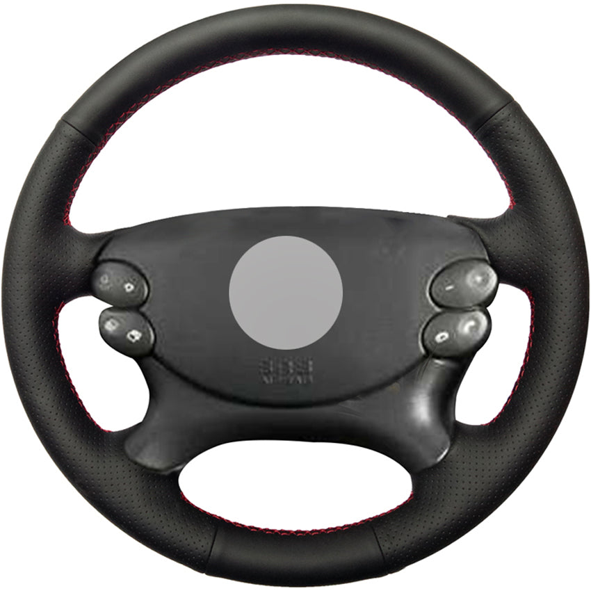 Black PU Faux Leather DIY Hand-stitched Car Steering Wheel Cover for Mercedes Benz E-Class W211 E230 E280 E350 CLS-Class CLS350