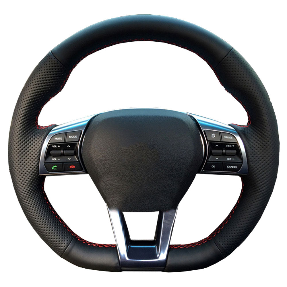 DIY Genuine Leather Car Steering Wheel Cover For Hyundai Sonata 9 2015 2016- Protect Steering-wheel