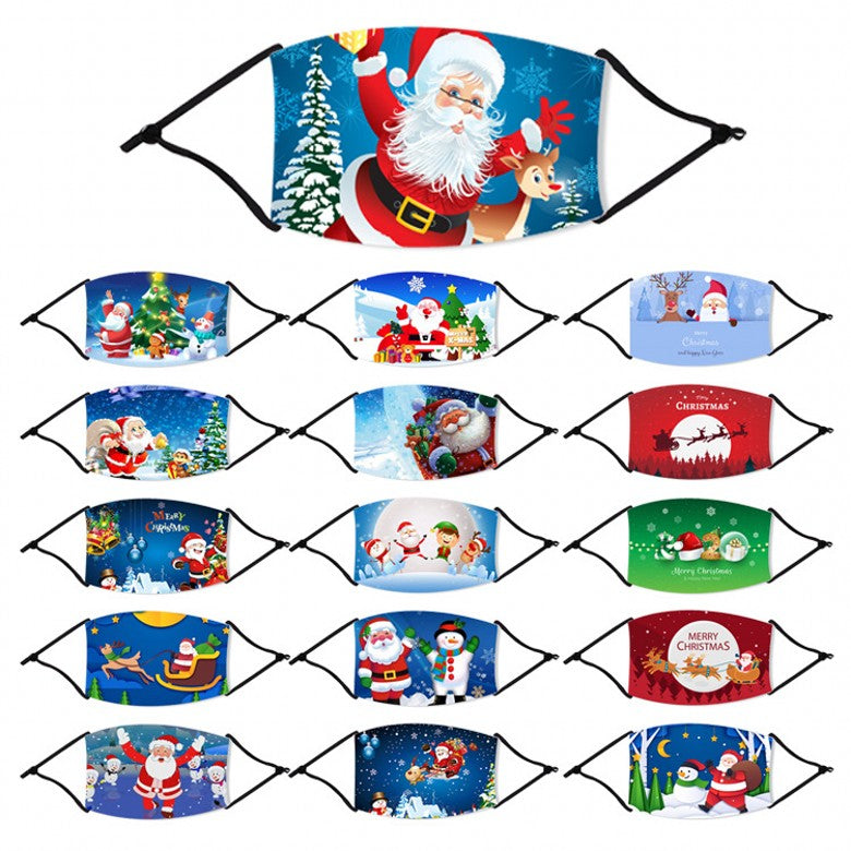 16 Styles Adult Kids Santa Claus Christmas Masks Xmas Face Masks Anti Dust Mouth Cover Washable Reusable With Filter FY4239 Hotselling