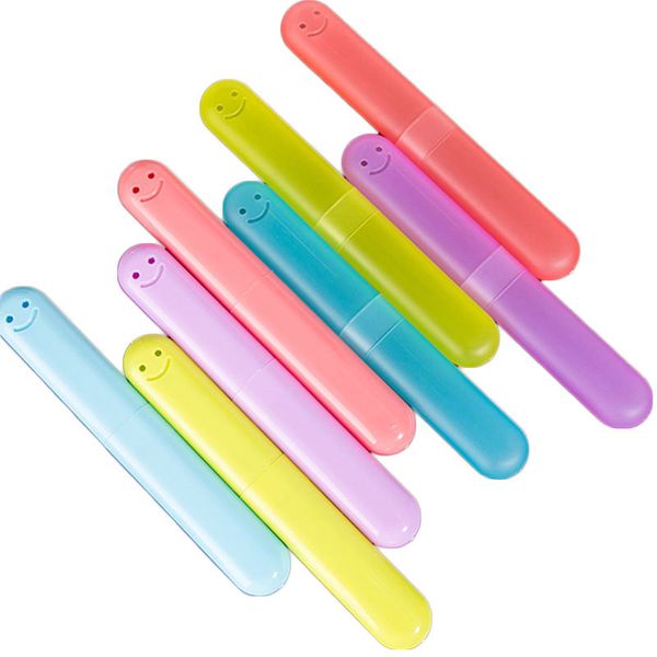 Fashion Travel Toothbrush Protect Holder Case Box Tube Cover Portable Candy Color Toothbrush Storage Boxes WB2518