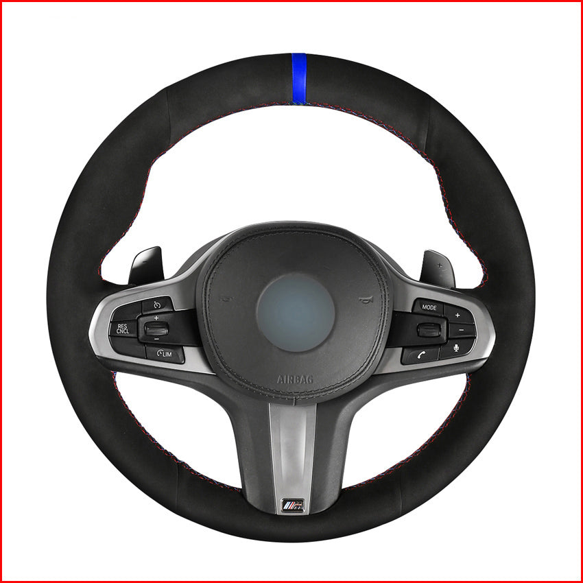 Black Suede Hand Sew Steering Wheel Cover for BMW M Sport G30 G31 G32 G20 G21 G14 G15 G16 X3 G01 X4 G02 X5 G05 Accessories
