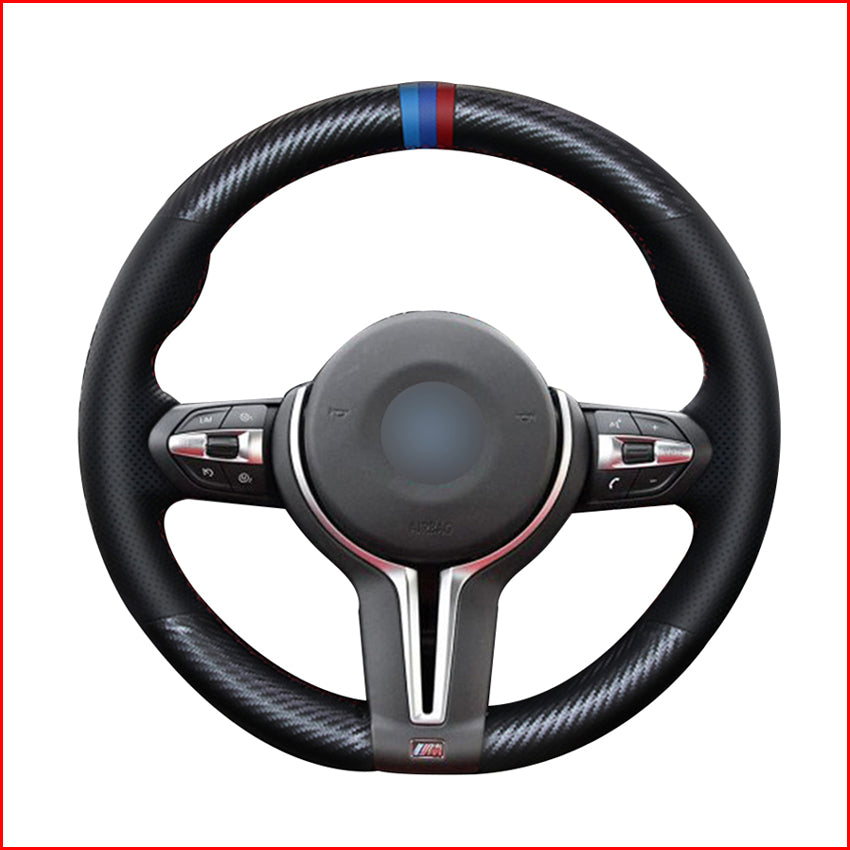 Black PU Carbon Fiber Steering Wheel Cover for BMW F87 M2 F80 M3 F82 M4 M5 F12 F13 M6 X5 M F86 X6 M F33 F30 M Sport