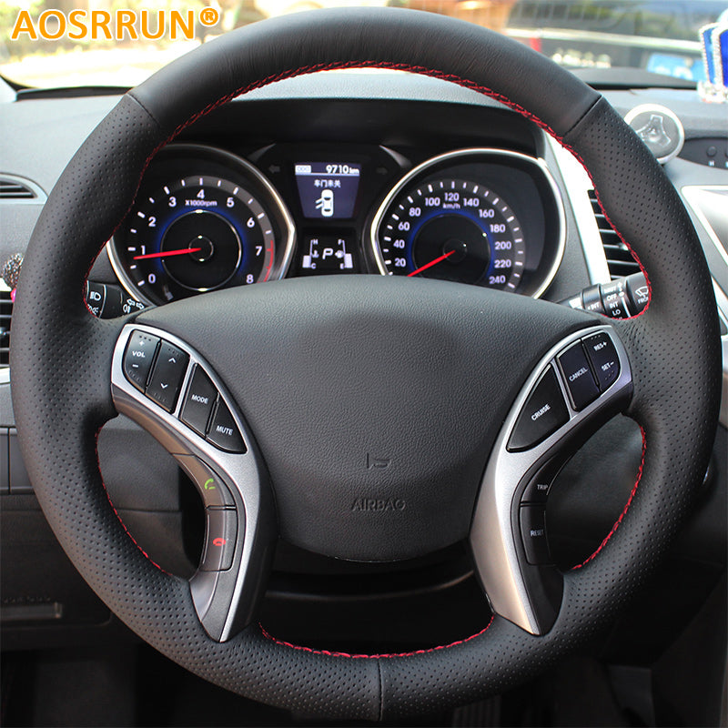 Leather Hand-stitched Car Steering Wheel Covers For Hyundai Elantra 2011-2016 Avante i30 2012-2016 Car accessories