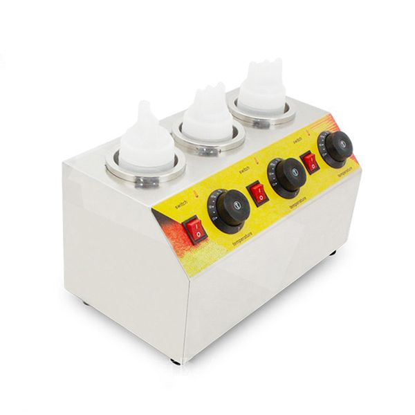 Electric Triple Sauce Bottles Warmer Hot Chocolate Cheese Chocolate 3 Bottles Warming Machine Dispenser Melter Machine