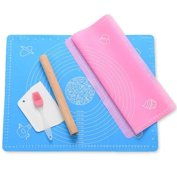 50*40cm Silicone non-stick kneading dough mat pastry boards with dial for fondant clay pastry bake tools LX2715