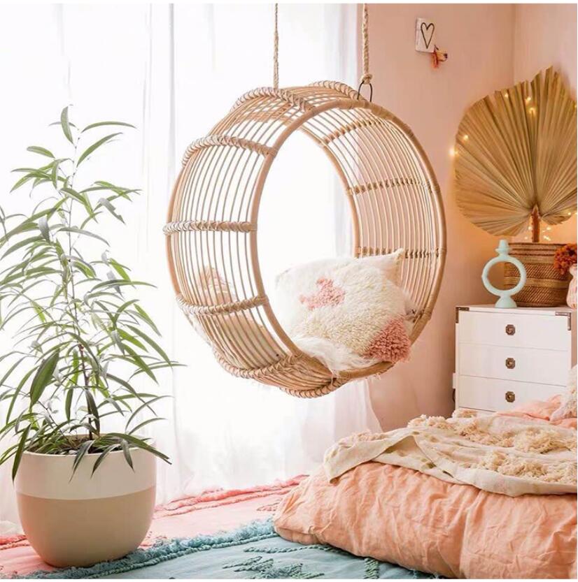 Swing basket home stay Living Room Furniture children&#039;s rattan woven hammock rocking chair Korean ins retro