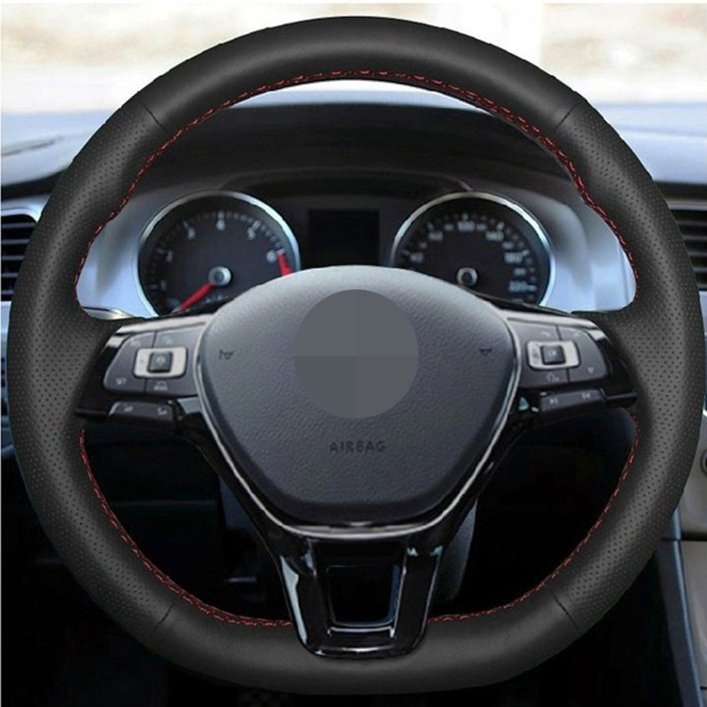 Car Steering Wheel Cover Black Genuine Leather Car Steering Wheel Cover For Volkswagen VW Golf 7 Mk7 New Polo Jetta Passat B8