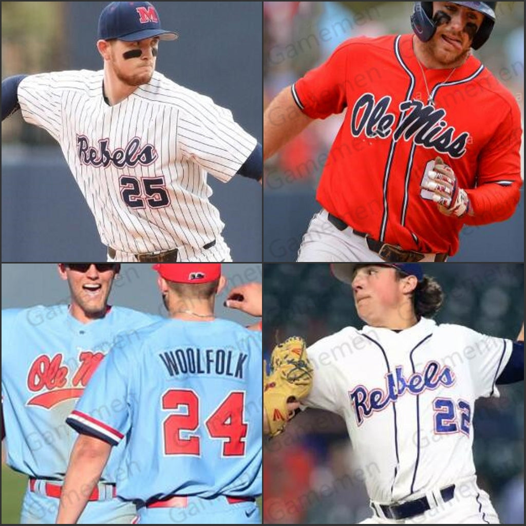 NCAA Ole Miss Rebels Baseball jersey 28 Austin Miller 35 Kevin Graham 13 Zack Cozart 2 Ryan Olenek stitched MEN Youth kids