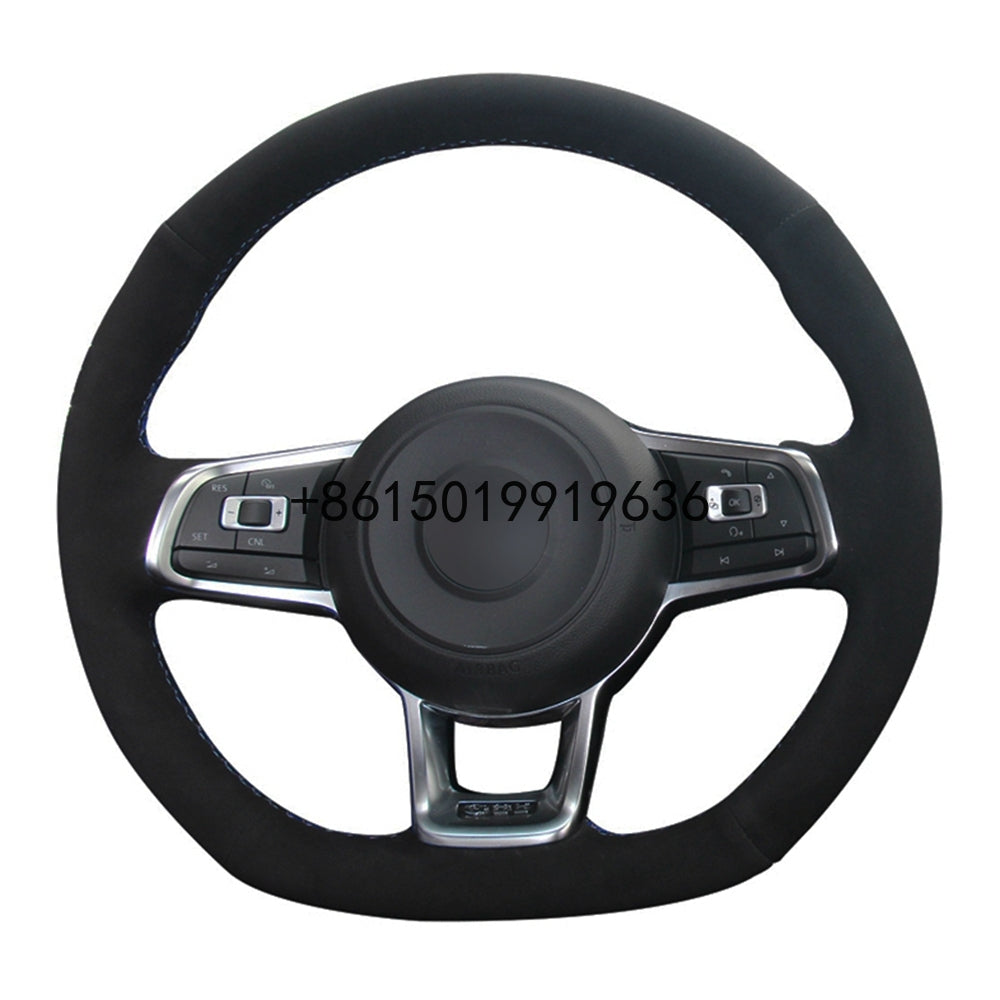 Car Steering Wheel Cover DIY Black Suede For Volkswagen VW Golf 7 GTI Golf R MK7 VW Polo GTI Scirocco 2015 2016
