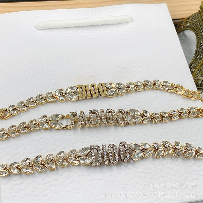 D home necklace Maisui old bracelet full diamond di home CD letter Horse Eye choker star same style ins