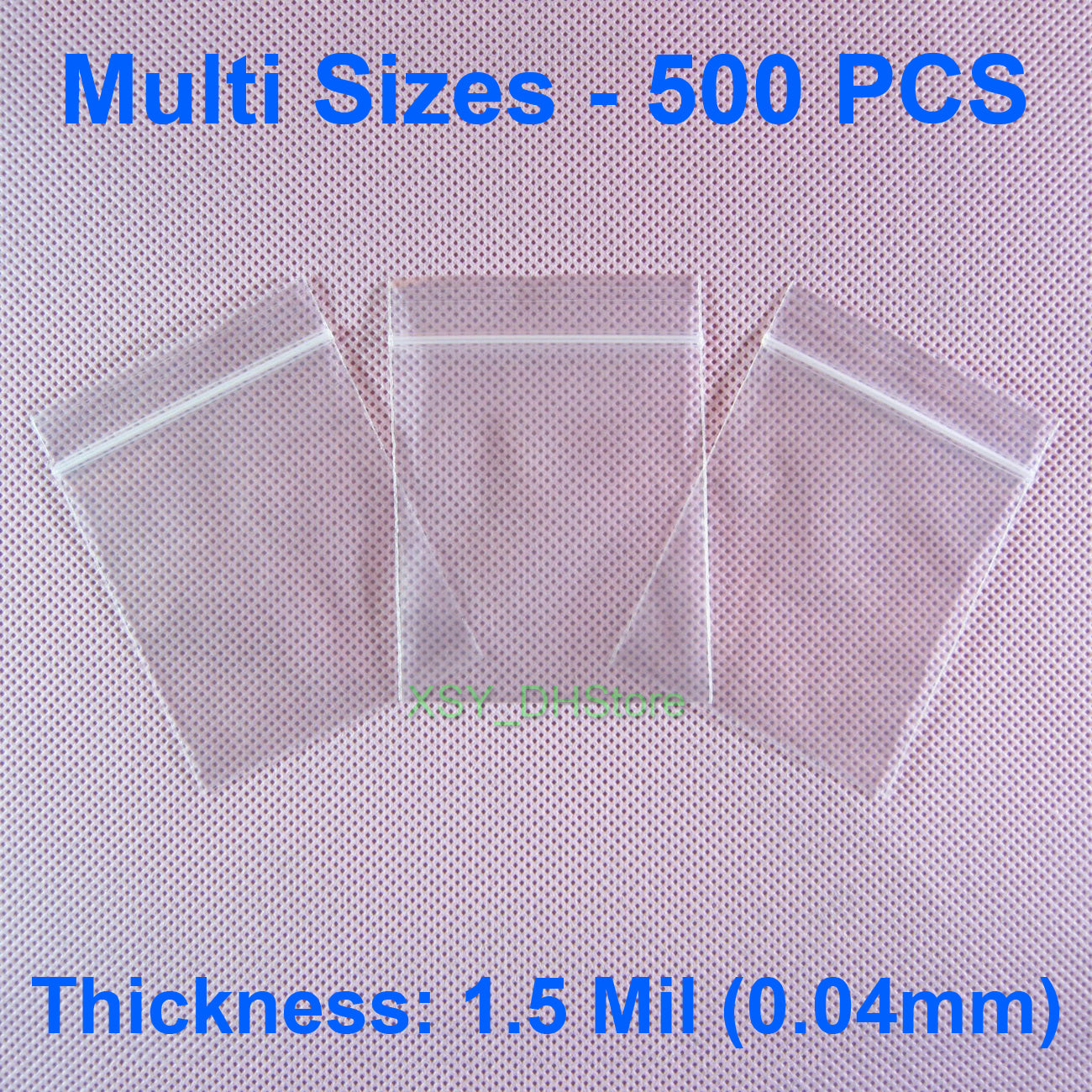 Multi Sizes 500 PCS 1.5 Mil Poly Zipper Bags Inch (1.5&quot; - 9.4&quot;) x (2.5&quot; - 13.8&quot;) Plastic Storage Packing Pouch (40 to 240mm) x (