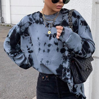 2020FW Womens Tie Dye Sweatshirts Fashion Girls Street Style Sweatshirt with Round Neck Womens Casual Loose Pullover Youth Hot Sell Tops