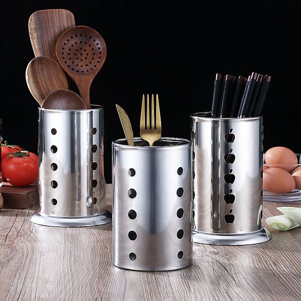 Stainless Steel Chopsticks Bucket Kitchen Utensils Tableware Rack Chopsticks Spoon Stand Bucket Stainless Chopsticks Holder 3styles RRA3493