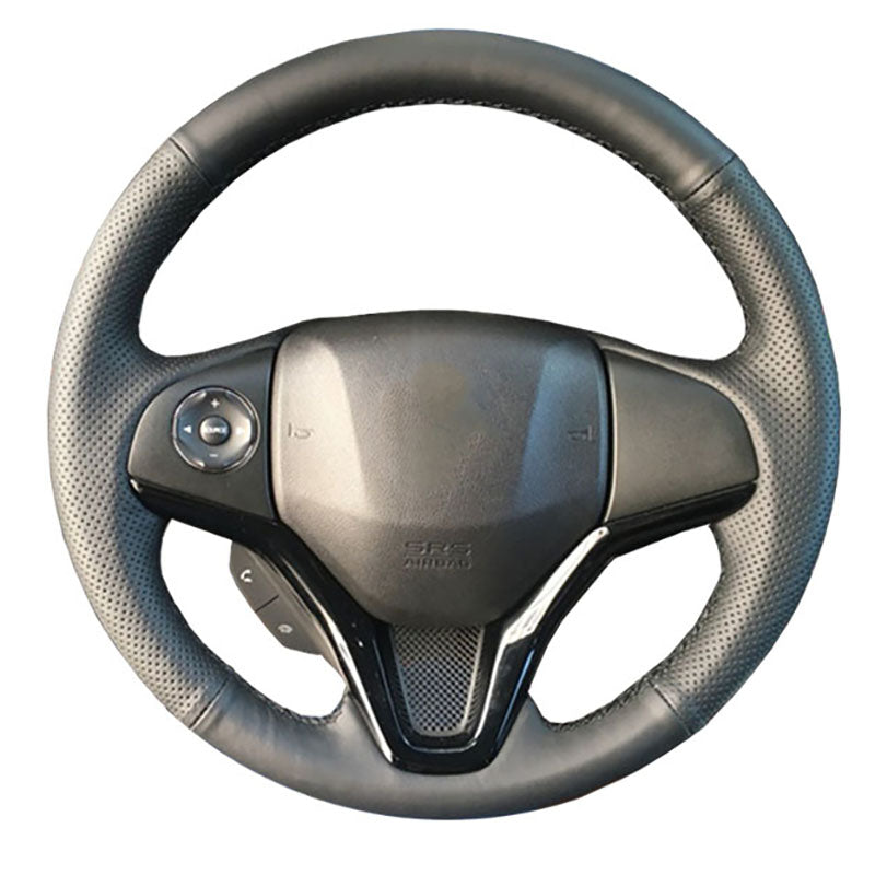 Genuine Leather car steering wheel Cover for Honda New Fit City Jazz 2014 2015 HRV HR-V 2016Vezel-Steering-Wheel Handlebar Braid