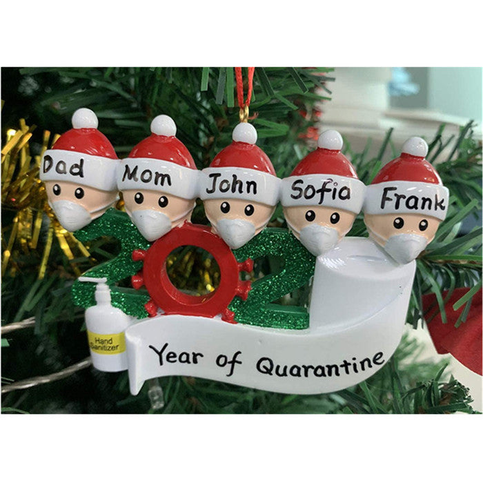 2020 Quarantine Christmas Decoration Birthdays Party Gift Product Personalized Family Of 4 Ornament Pandemic with Face Masks Hand Sanitized