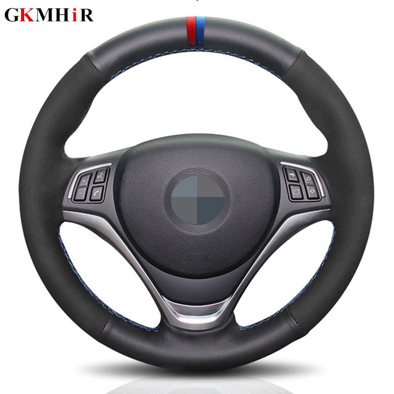 DIY Hand-stitched Black Suede Leather Car Steering Wheel Cover for BMW M Sport M3 E87 E81 E82 E88 E90 E91 E92 E93