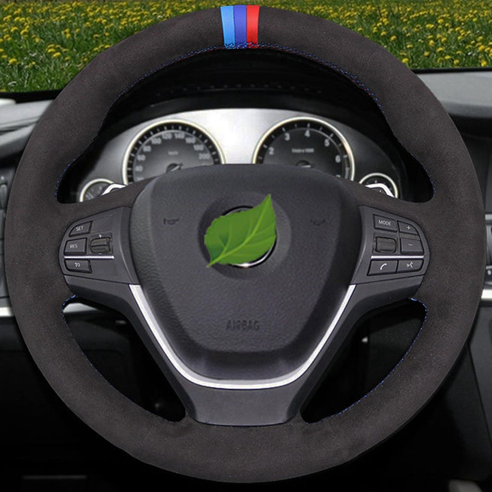 DIY Hand-stitched Non-slip Black Suede Car Steering Wheel Cover For BMW F20 F30 F31 F34 F21 F22 F23