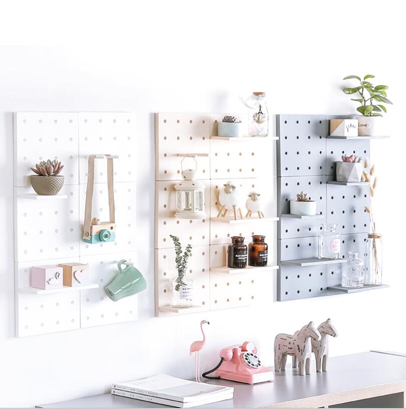 Plastic Racks Storage Holders hole board living room kitchen bedroom partition hanging wall shelf
