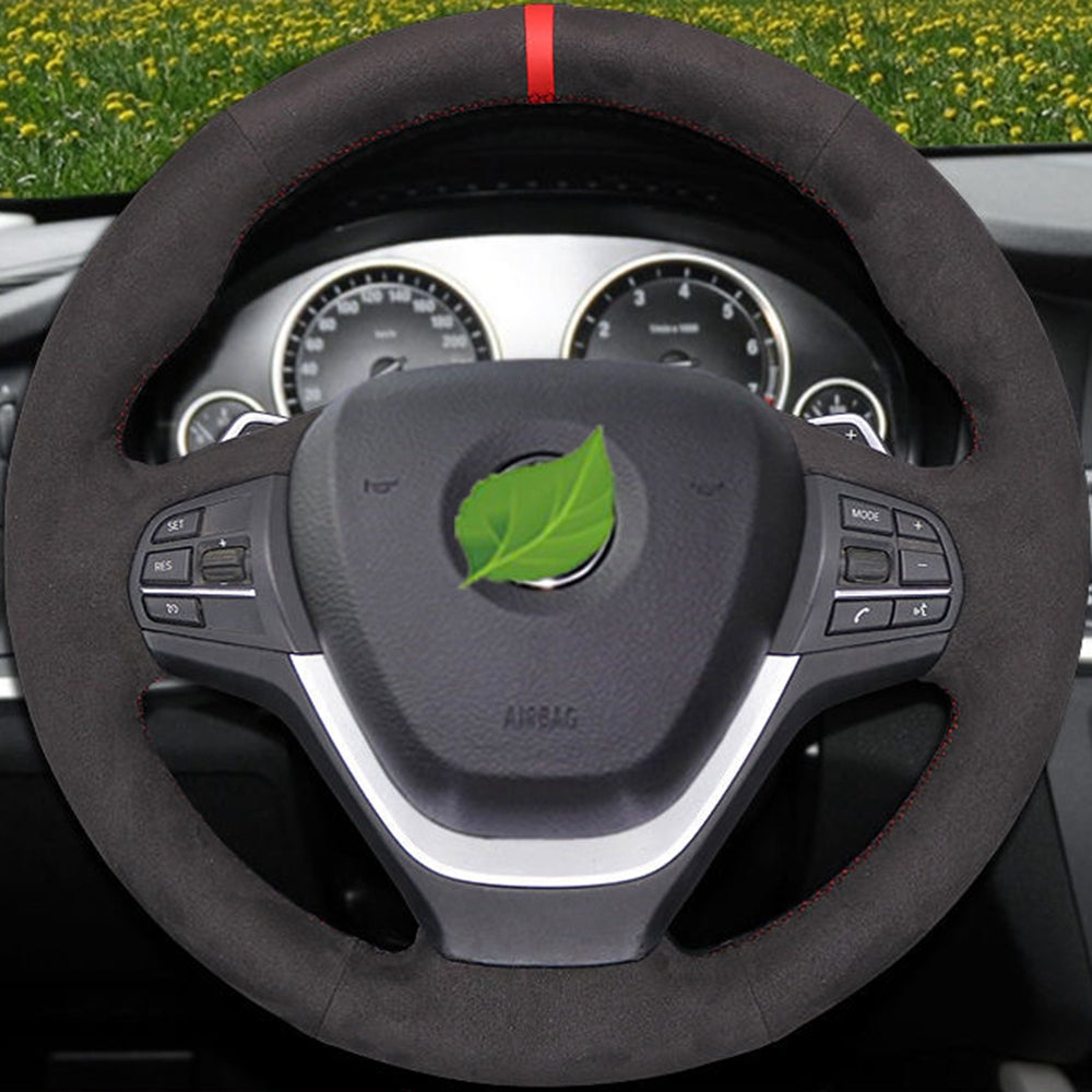 Black Suede DIY Hand-stitched Car Steering Wheel Cover for BMW F20 F21 F22 F23 F30 F31 F34 car accessories