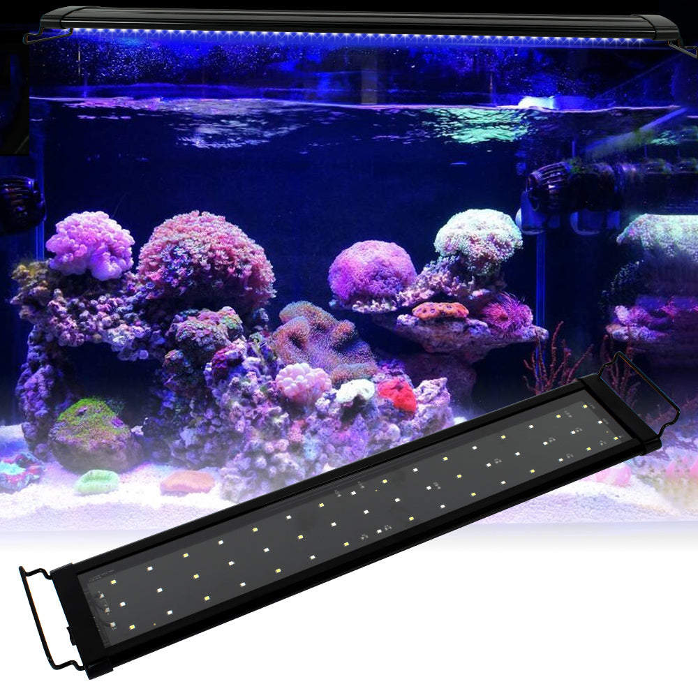 15W 48LED Full Spectrum Sea Coral Lamp 23.6inch Black US Standard Aquarium Fishing LED Lighting 24-7 Hour Automated with Controller