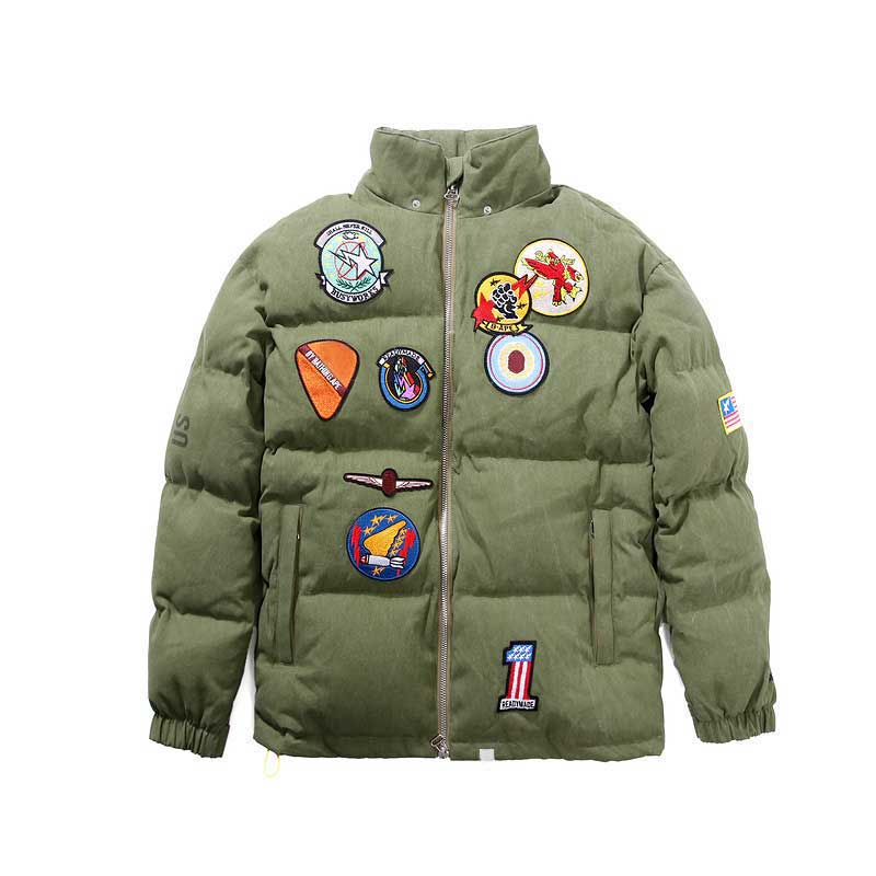 Fahison Mens Clothing 2020 New Autumn Winter Outwear Hoodie Jacket Shark Head Embroidery Thicken Cotton Top Parkas Green Color Size : M-2Xl