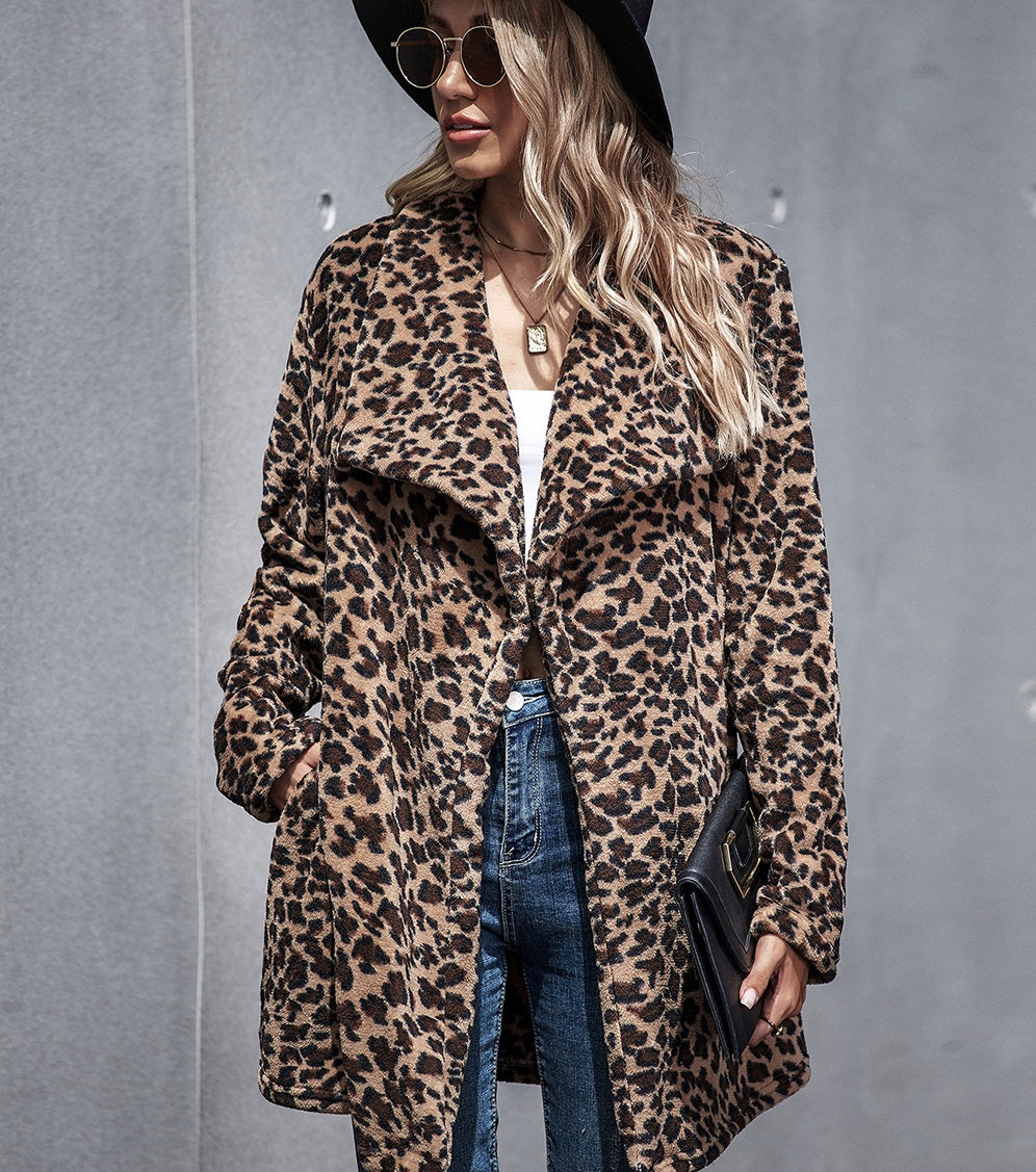 New Womens Winter overcoat Thick warm designer Leopard fashion Outerwear wool Sweaters Faux Fluffy Fur Teddy Fleece casual jacket long coats