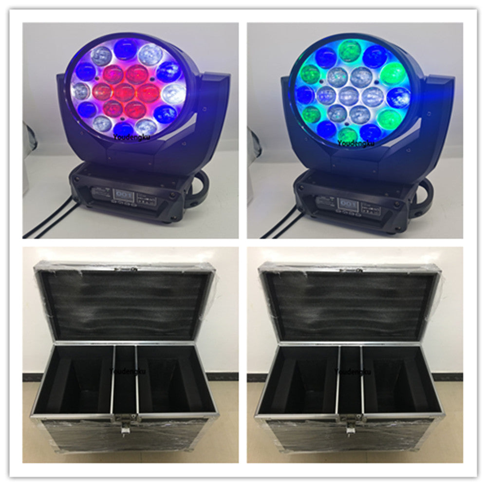 4pcs flightcase LED shake head Zoom wash 19 x 15w RGBW 4in1 led moving head zoom super led moving head washer rgbw beam light