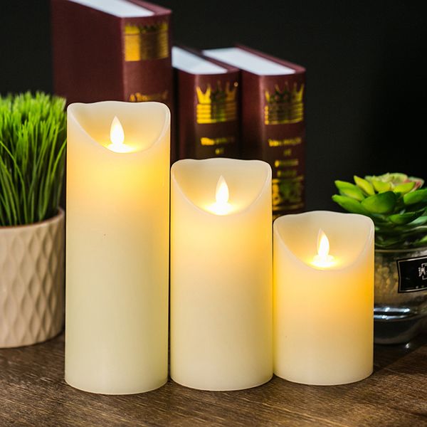 3 Pcs- 1 set Candles Lights LED Flameless Candles Light Smooth Flickering Battery Operated for Home Wedding Decor