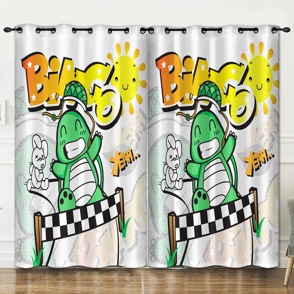 3D printed curtain Cartoon dinosaur luxury window curtains for living room