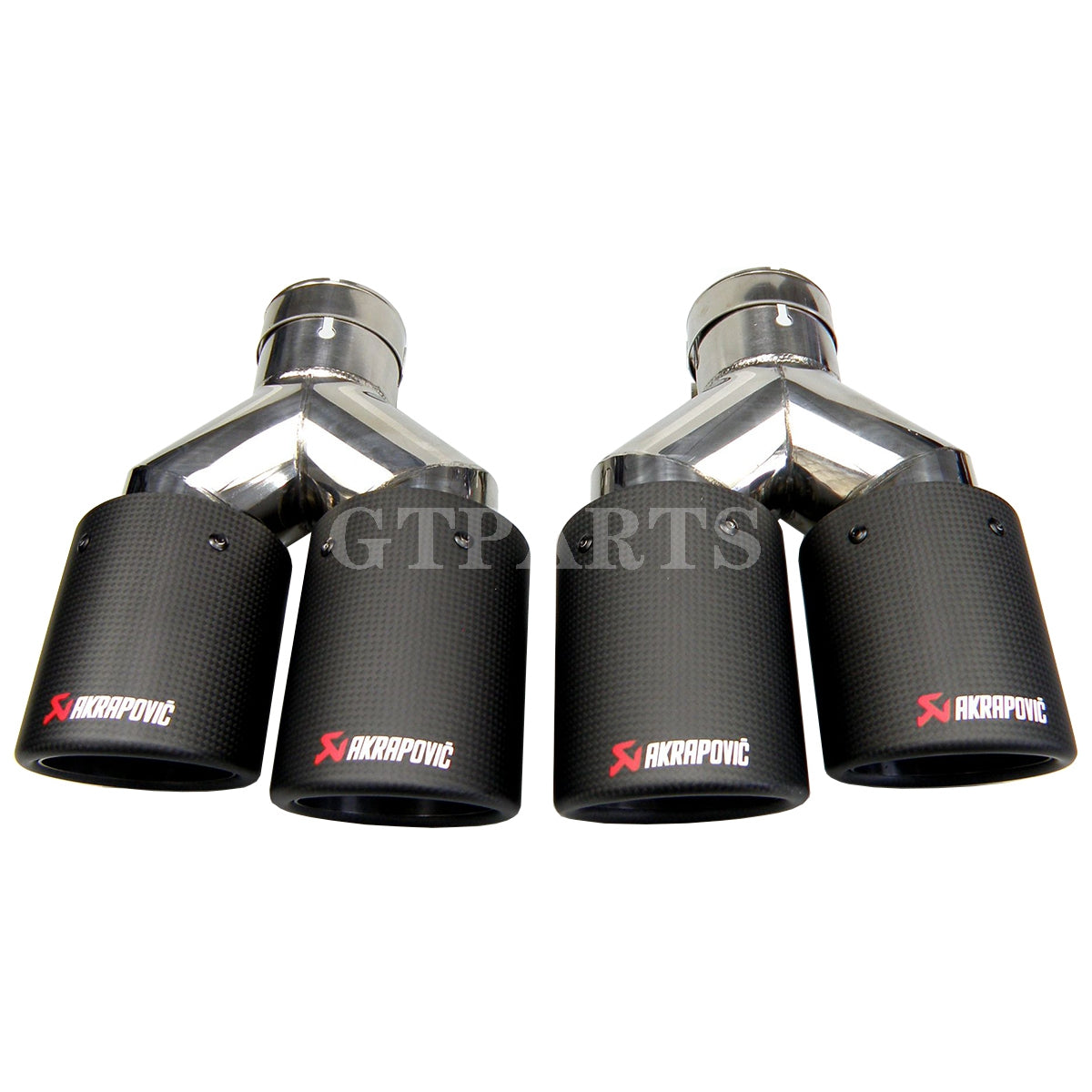 GTPARTS Y-type universal Dual curly Carbon Fiber Stainless Steel Universal Auto Akrapovic Exhaust Tip Double End Pipe