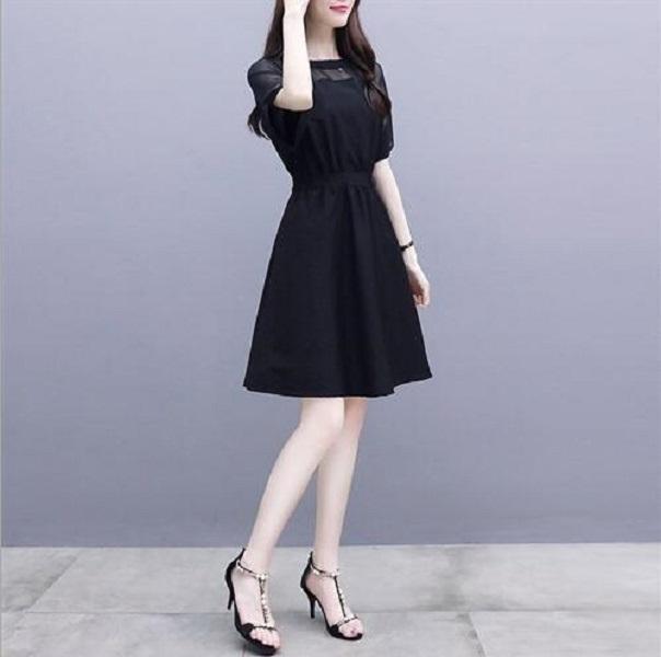 women fashion pleats puff sleeve solid dress chic office lady casual straight dresses dresses for grade dress