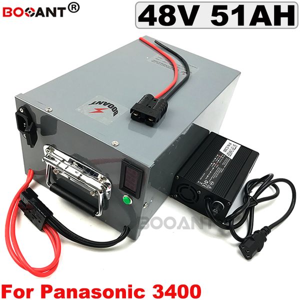 48V 50AH electric bicycle Li-ion battery 2000W 3000W 13S 48v E-bike Lithium ion for Panasonic NCR18650B + a metal box