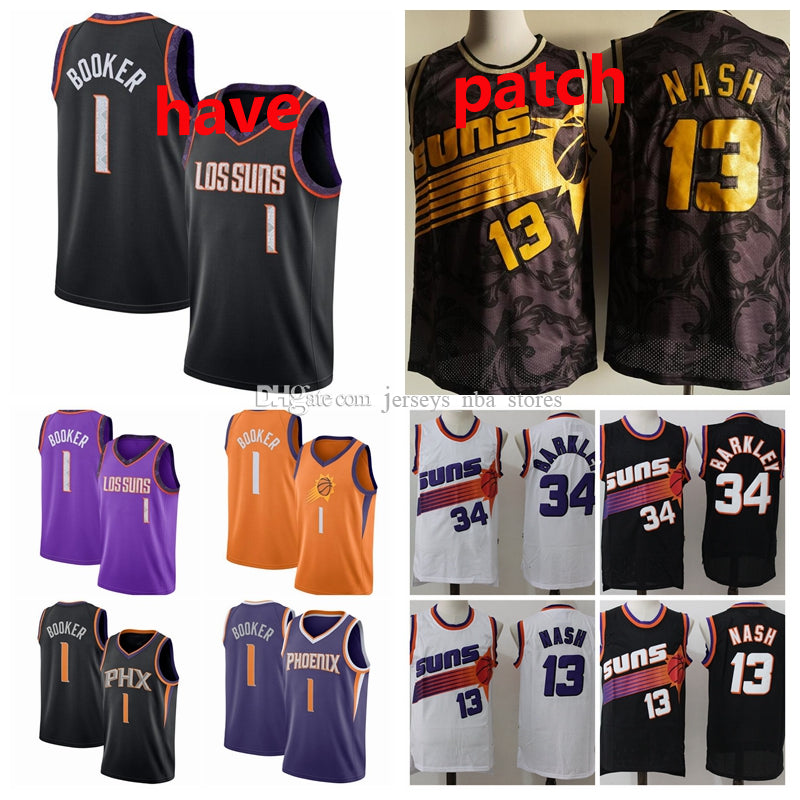 Men Youth&#132;Phoenix&#132;Suns Steve Nash 34 Barkley 1 Brook Mitchell & Ness Black White Hardwoods Classics Toile Swingman Jersey 01