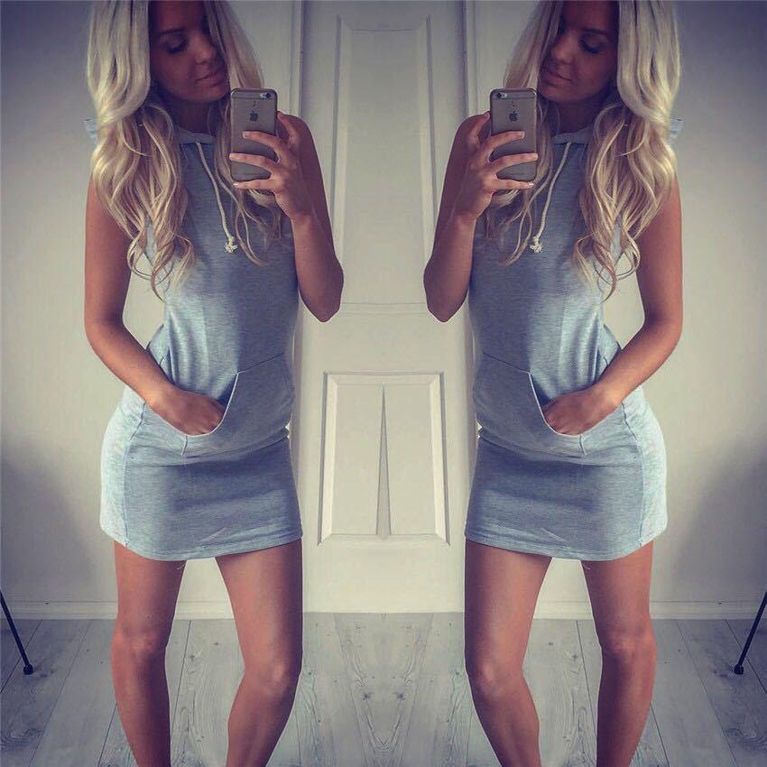 summer womens casual sport sleeveless hoodie slimming skirt striped solid color jogging fitness hoodie skirt