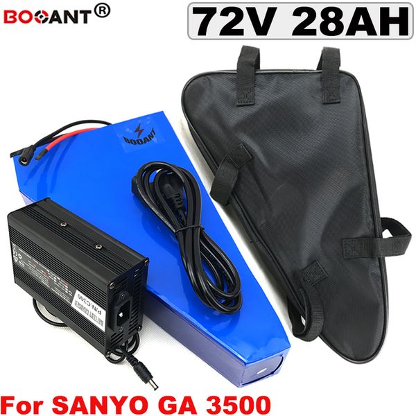 72V 28AH triangle Lithium Battery for SANYO 18650 Cell electric bike battery 1500W 2000W 3000W Motor +5A Charger +a bag