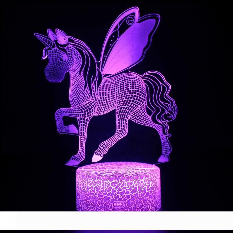 Unicorn 3D LED Night Light Touch Table Desk Optical Illusion Lamp Elstey 7 Color Changing Light Unicorn Nightlight