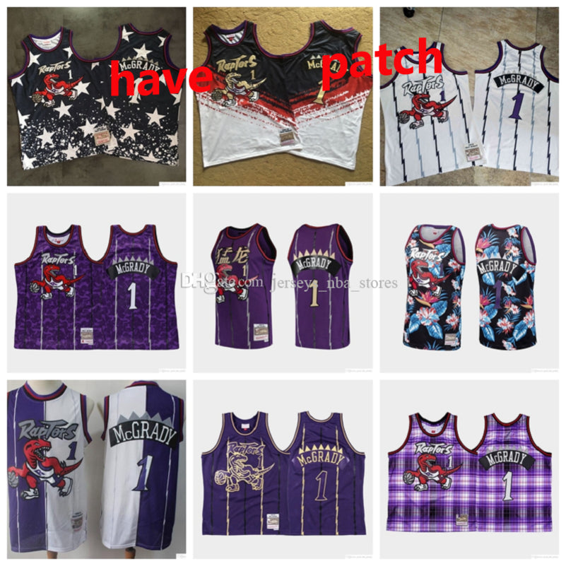 Men Toronto&#13;Raptors&#13;Vince Carter 1 McGrady Mitchell & Ness Black-Gold White Purple 1997-98 Hardwoods Classics Swingman Jersey