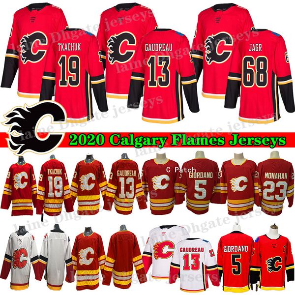 2020 New Hockey Calgary Flames 13 Johnny Gaudreau Jersey 19 Matthew Tkachuk 23 Sean Monahan 68 Jaromir Jagr 5 Mark Giordano Hocekey Jerseys