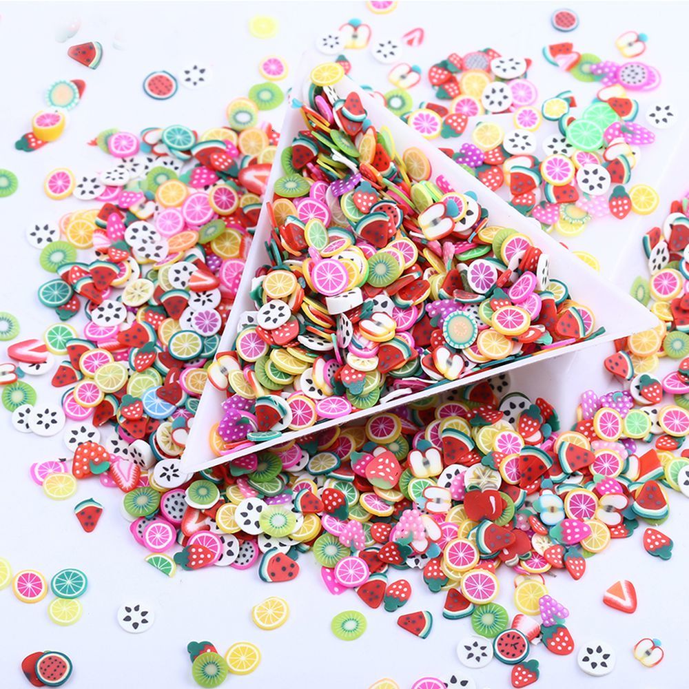 300 pcs 5 Styles 3D Polymer Clay Tiny Fruit slices Wheel Nail Art DIY Designs Wheel Nail Art Decorations
