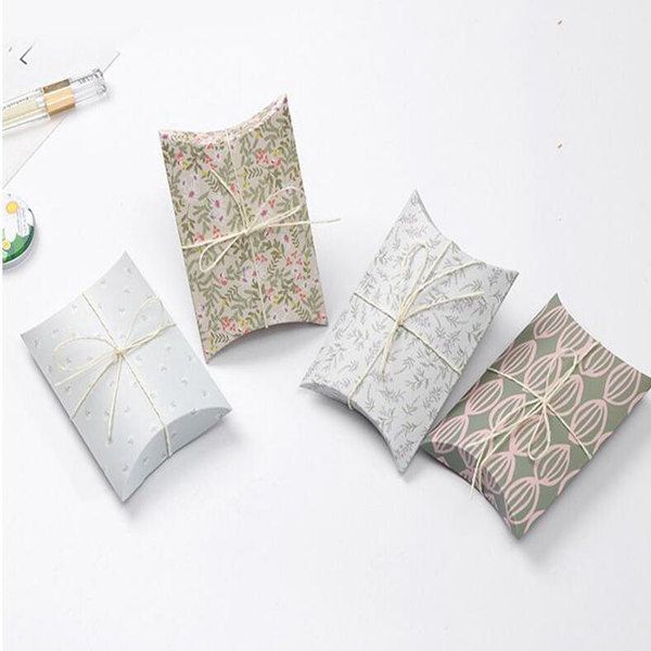 Pillow Box Chocolate Candy Cookie Wedding Party Baby Shower Favor Gift Pillow Packaging Boxes Pattern Gift Box