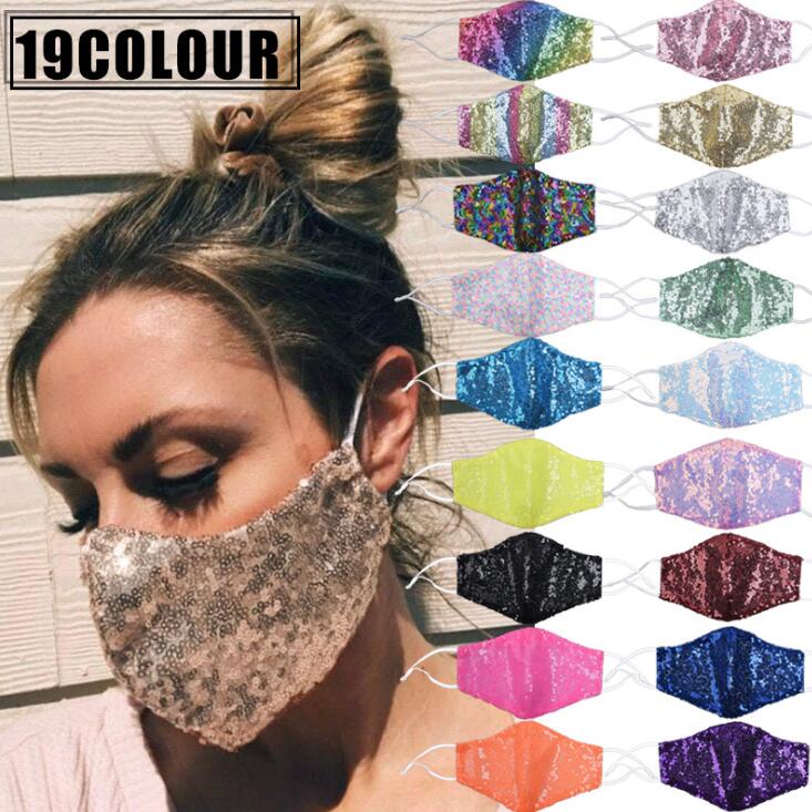 Sequins Cycling Mask Bling Bling Face Mask Double Layer Summer Breathable Sunscreen Masks Designer Washable Face Masks CGY459