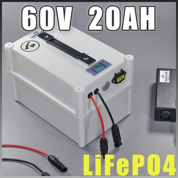 60V 20Ah LiFePO4 Protable battery , 1200W Electric Bicycle Battery + BMS Charger 60v lithium scooter electric bike pack