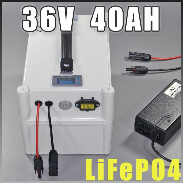 36V 40Ah LiFePO4 Portable battery , 2000W Electric Bicycle Battery + BMS Charger 36v lithium scooter electric bike pack