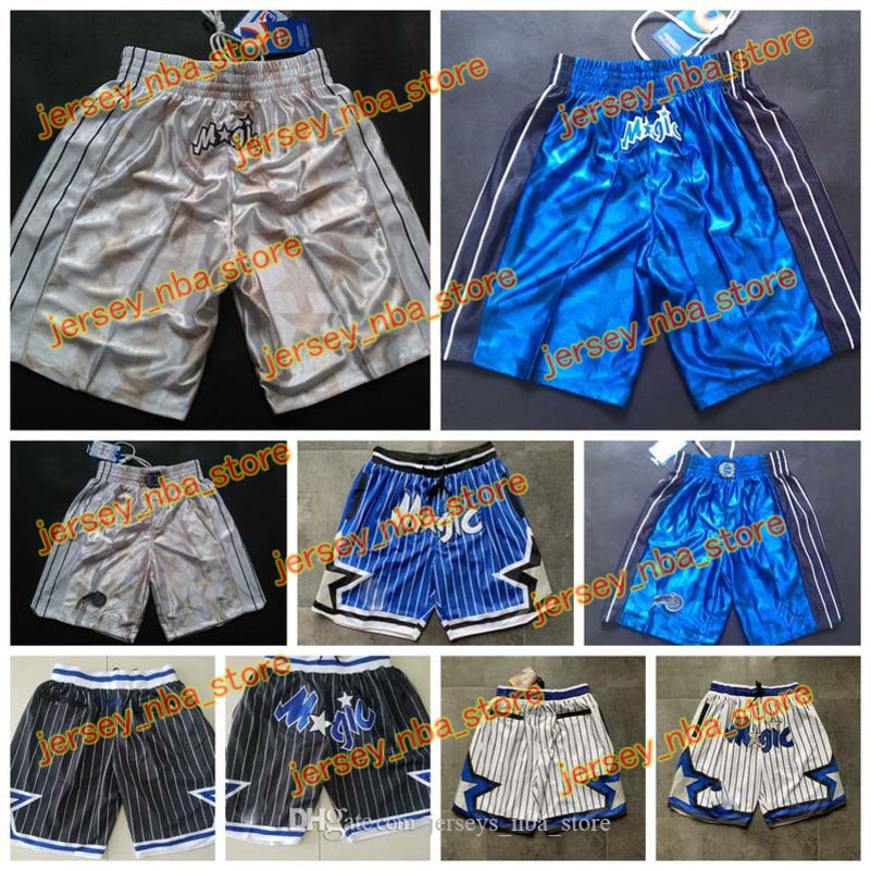 2020 Mens Orlando&#13;Magic JUST DON Pocket Basketball Shorts Stitched Vintage Blue White Black Sweatpants New Retro Swingman Shorts